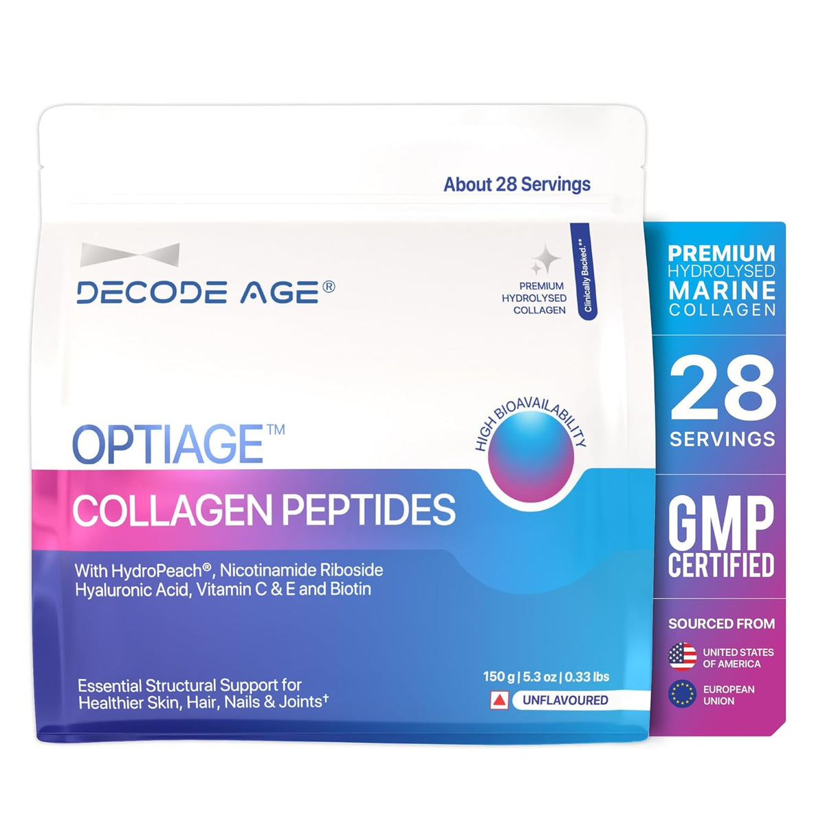 Decodeage Optiage Collagen Peptides - Unflavoured Powder, 150g