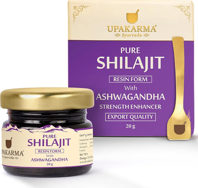 Upakarma Shilajit with Ashwagandha Resin - Ayurvedic Herbal Supplement, 20g