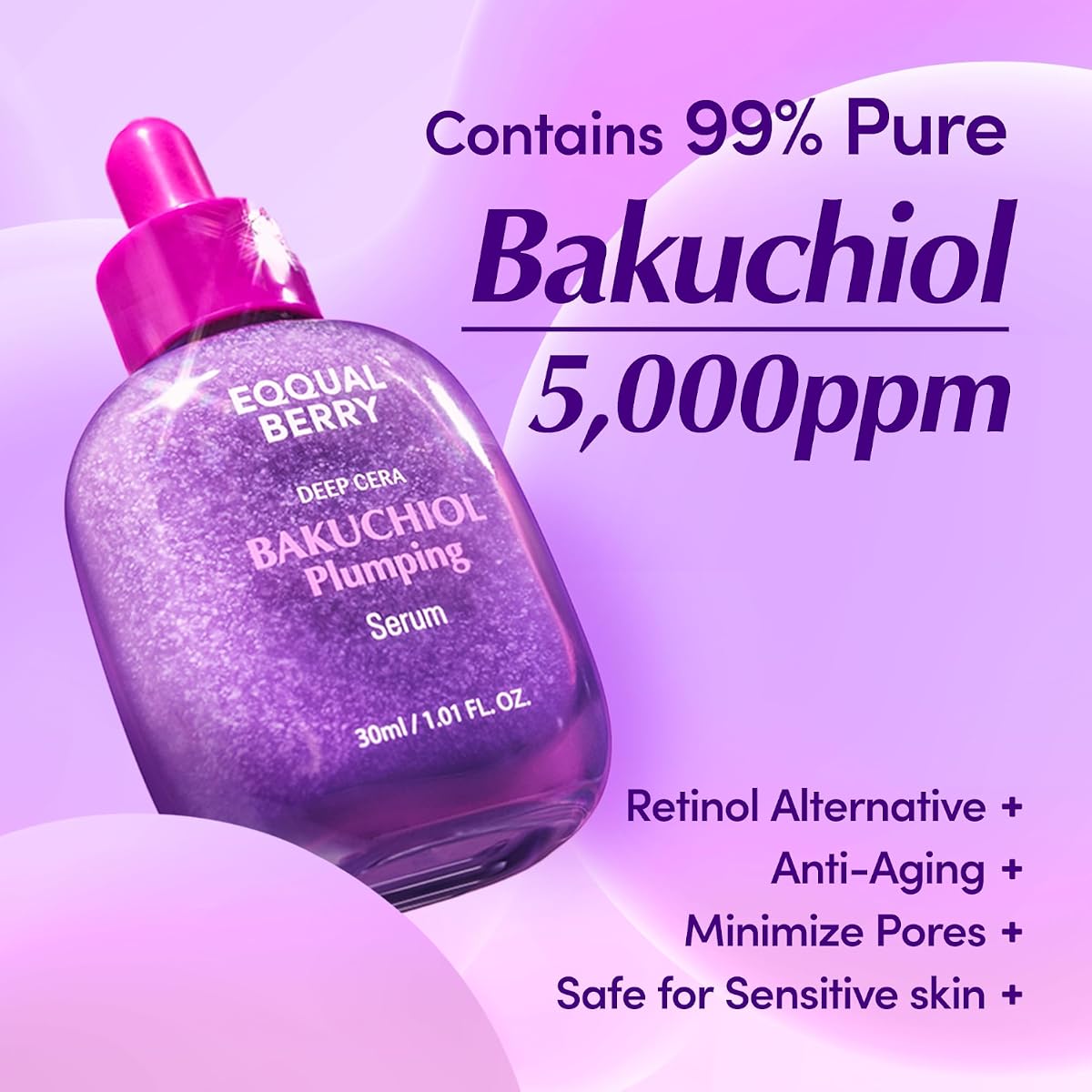 Eqqualberry Bakuchiol Hydrating Face Serum with Niacinamide & Hyaluronic Acid - 30ml - Image 2