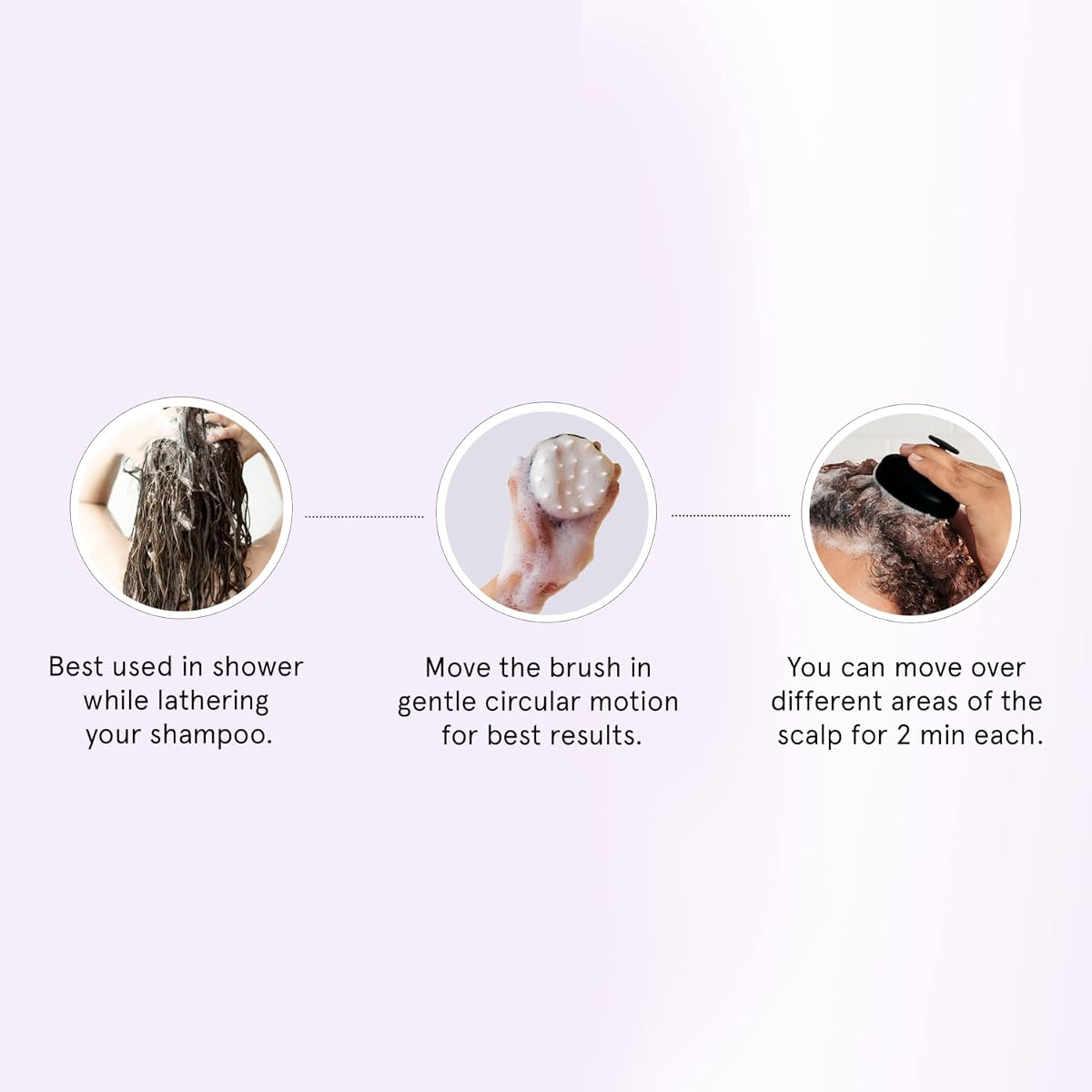 Be Bodywise Hair Scalp Massager Shampoo Brush with Soft Silicone Bristles - Black - Image 4