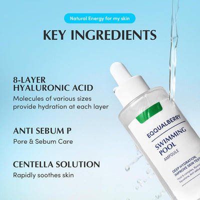 Eqqualberry Hydrating Hyaluronic Acid Face Serum with Cica Extracts - 50ml - Image 4