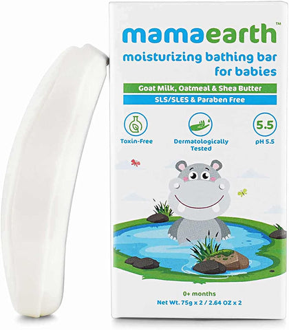 Mamaearth milky soft bathing bar for babies with oats, milk & calendula 75gm X 2