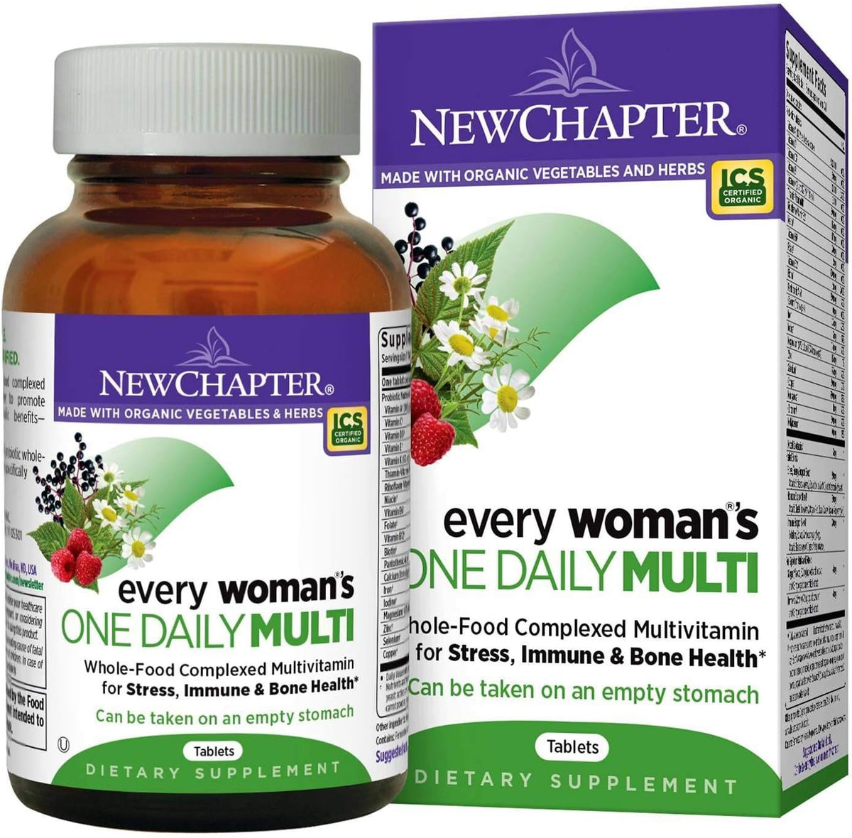 New Chapter Every woman's one daily MULTIVITAMINS 40+ with Nutrients for Stress, Immune and Bone Support 72 Vegetarian Tablets (Dietary Supplement) (Green)