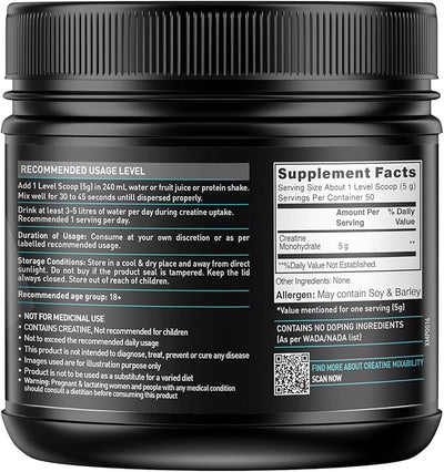 MuscleBlaze Creatine Monohydrate Powder - Unflavoured, 250g, 50 Servings - Image 3