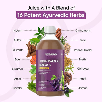Herbal Max Diabetic Care Juice - Karela & Jamun with 11 Herbs - 450 ml - Image 6