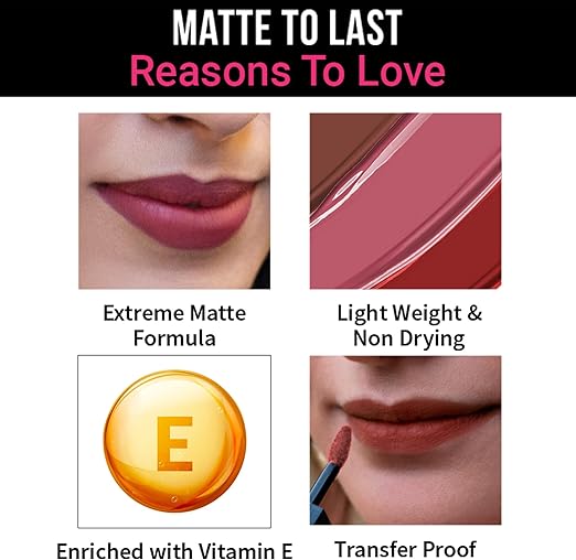 Nykaa Matte To Last Liquid Lipstick Bombae 01 - Long-Lasting Matte Finish - Image 5