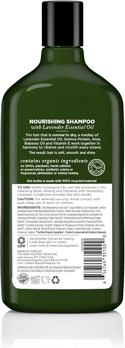 Avalon Organics Nourishing Lavender Shampoo - 325ml - Image 2