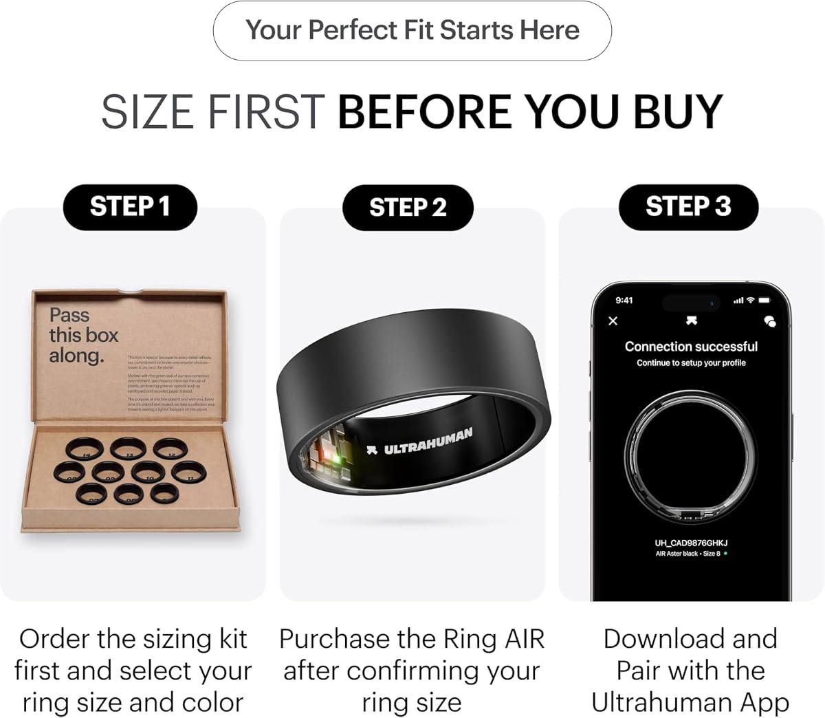 Ultrahuman Ring AIR - Smart Health Tracker in Matte Grey, Size 10 - Image 2