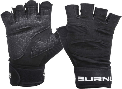 Burnlab Basic Gym Gloves with Wrist Support (Black , Large)