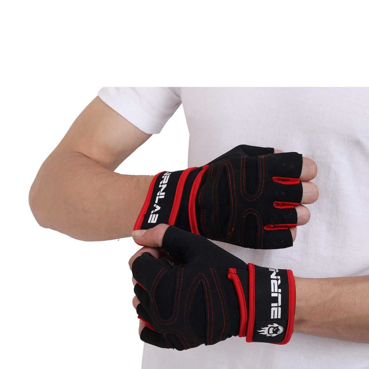 Burnlab Gym Gloves with Wrist Support - Basic Red Large