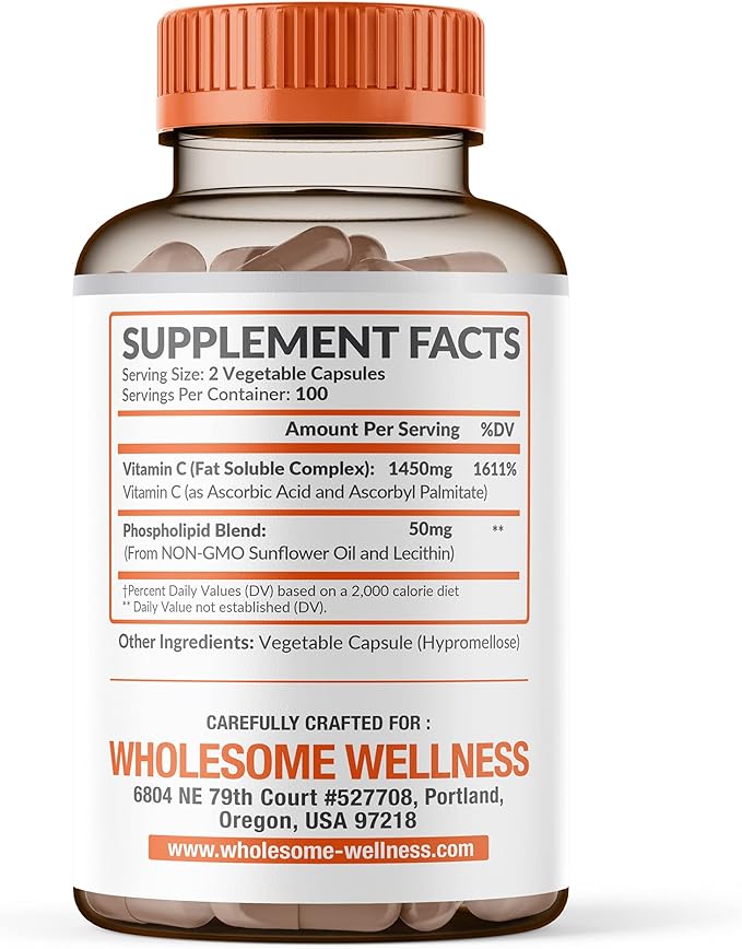 Wholesome Liposomal Vitamin C Capsules - 200 Count - Image 2