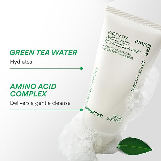 Innisfree Green Tea Amino Cleansing Foam - Face Cleanser with Green Tea, 150g - Image 5