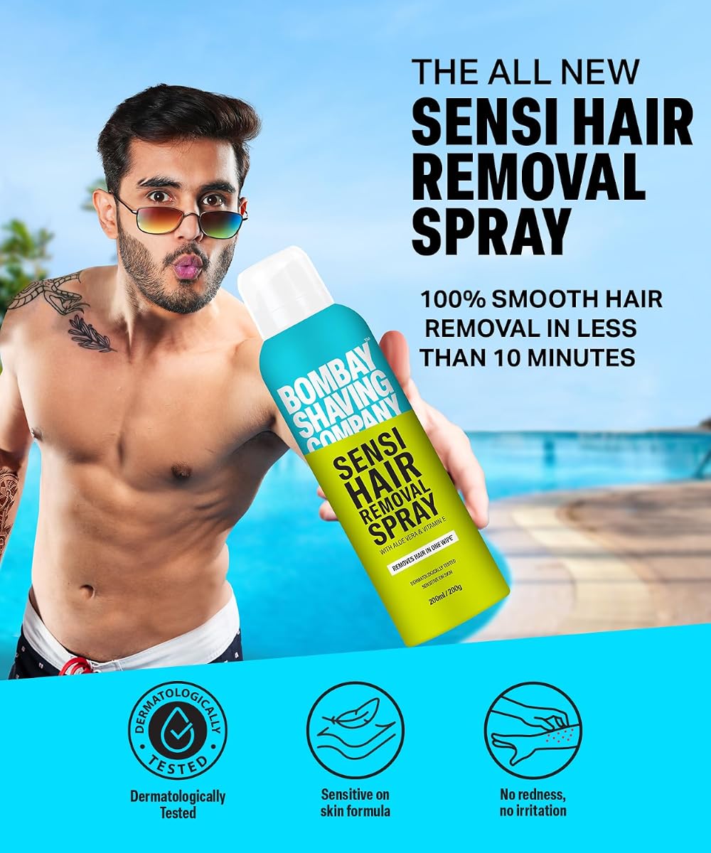 Bombay Shaving Company Sensi Hair Removal Spray - Aloe Vera & Vitamin E, 200g - Image 2