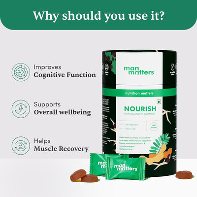 Man Matters Ashwagandha Gummies with Vitamin D2, 60 Gummies - Vegan & Gluten-Free - Image 2