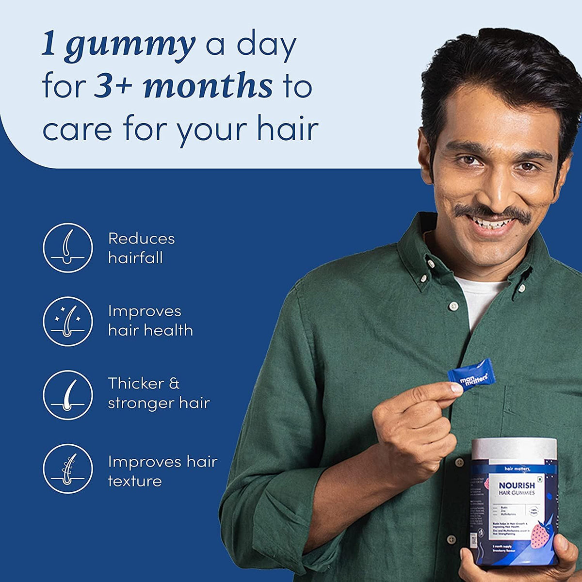 Man Matters Biotin Gummies for Hair & Skin, 60 Days Pack - Image 2