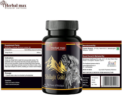 Herbal Max Shilajit Gold Capsules - Ayurvedic Herbal Blend, 30 Capsules - Image 8