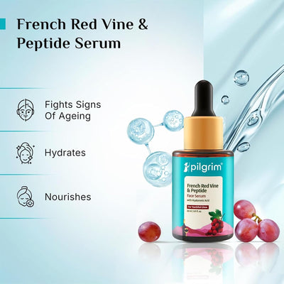 Pilgrim Red Vine Face Serum with Hyaluronic Acid & Peptides - 30ml - Image 3