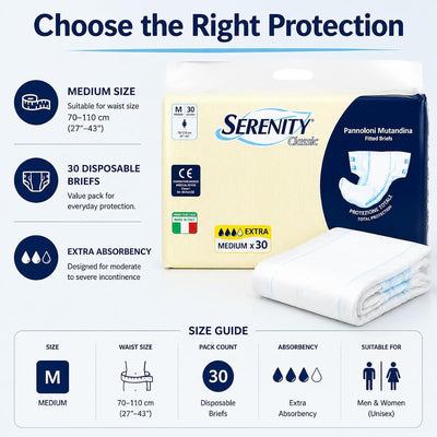 Serenity Adult Incontinence Briefs - Extra Absorbency, Medium Size, 30 Count - Image 6