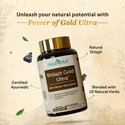 Neuherbs Shilajit Gold Ultra Capsules - Ayurvedic Supplement with 60 Capsules - Image 3