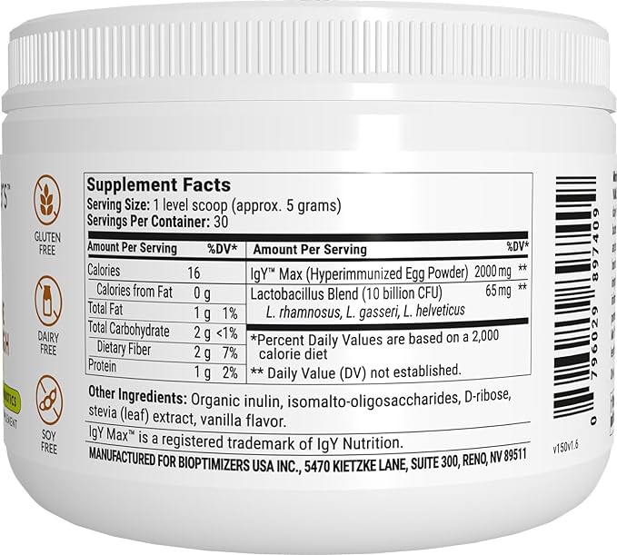 BiOptimizers Biome Breakthrough Repair Powder - Vanilla Flavour, Gut Health & Probiotics - Image 4
