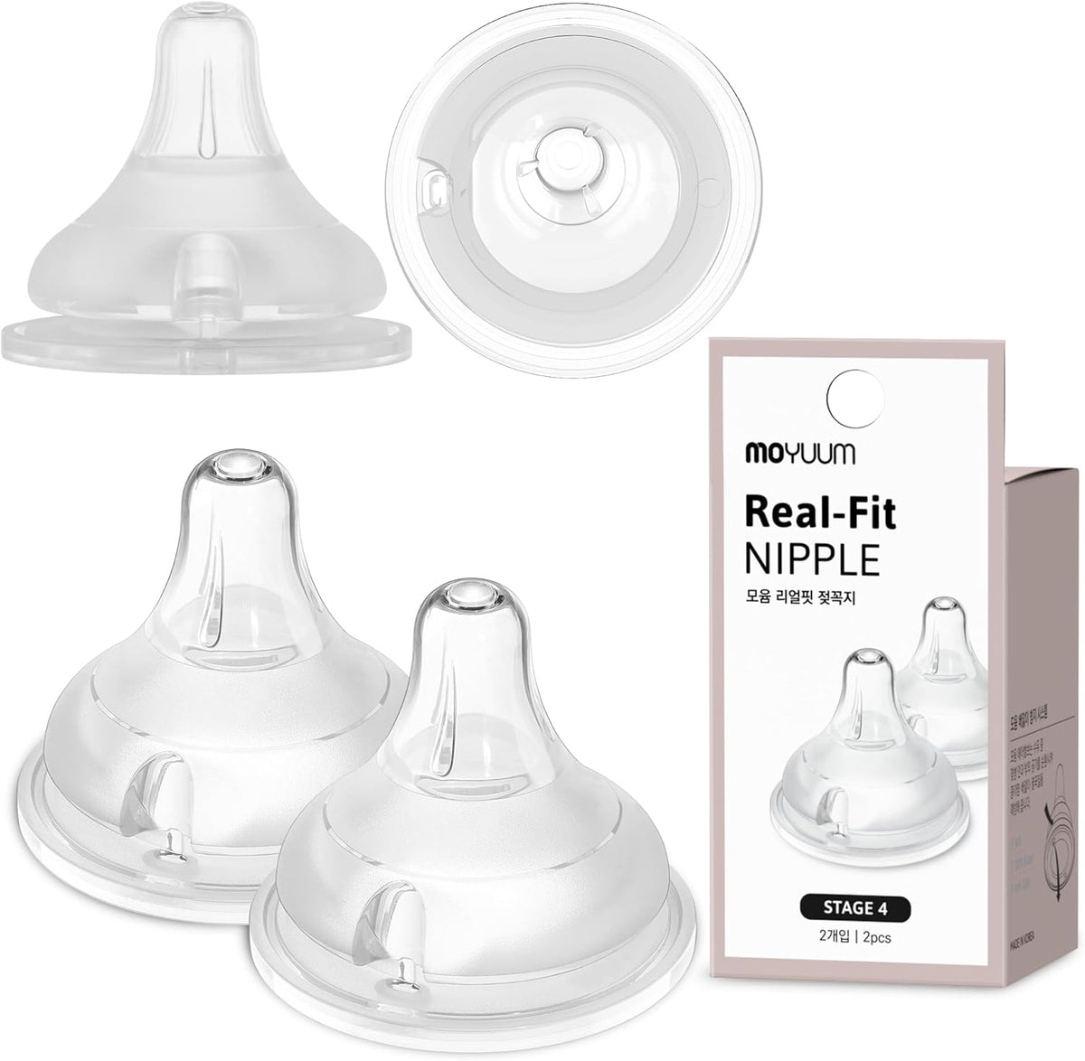 Moyuum Real-Fit Baby Bottle Nipple - Soft, Anti-Colic, BPA-Free - 2 Pack