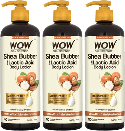 Wow Skin Science Shea Butter With Lactic Acid Body Lotion 400ml Pack Of 3