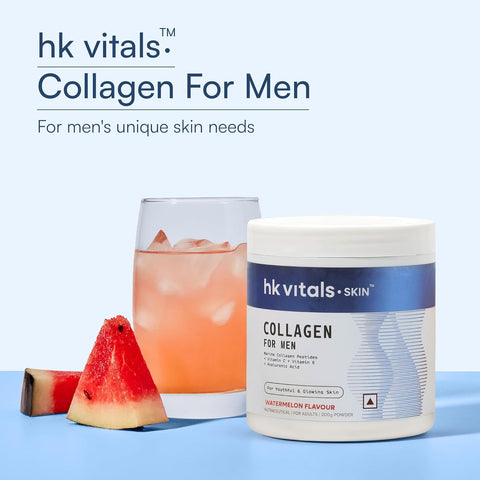HK Vitals Skin Radiance Marine Collagen Supplement (Watermelon, 200G) |Vitamin C, E, Sodium Hyaluronate | For Healthy Skin, Hair & Nails for Men