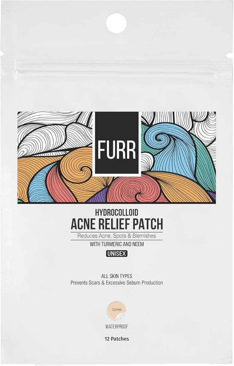 Pee Safe FURR Hydrocolloid Acne Relief Patches, Ayurvedic Ingredients, 12 Patches