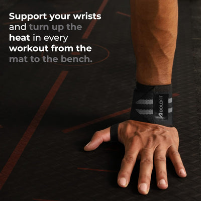 Boldfit Wrist Band Support Grey Black with 2 Stripes - Image 6