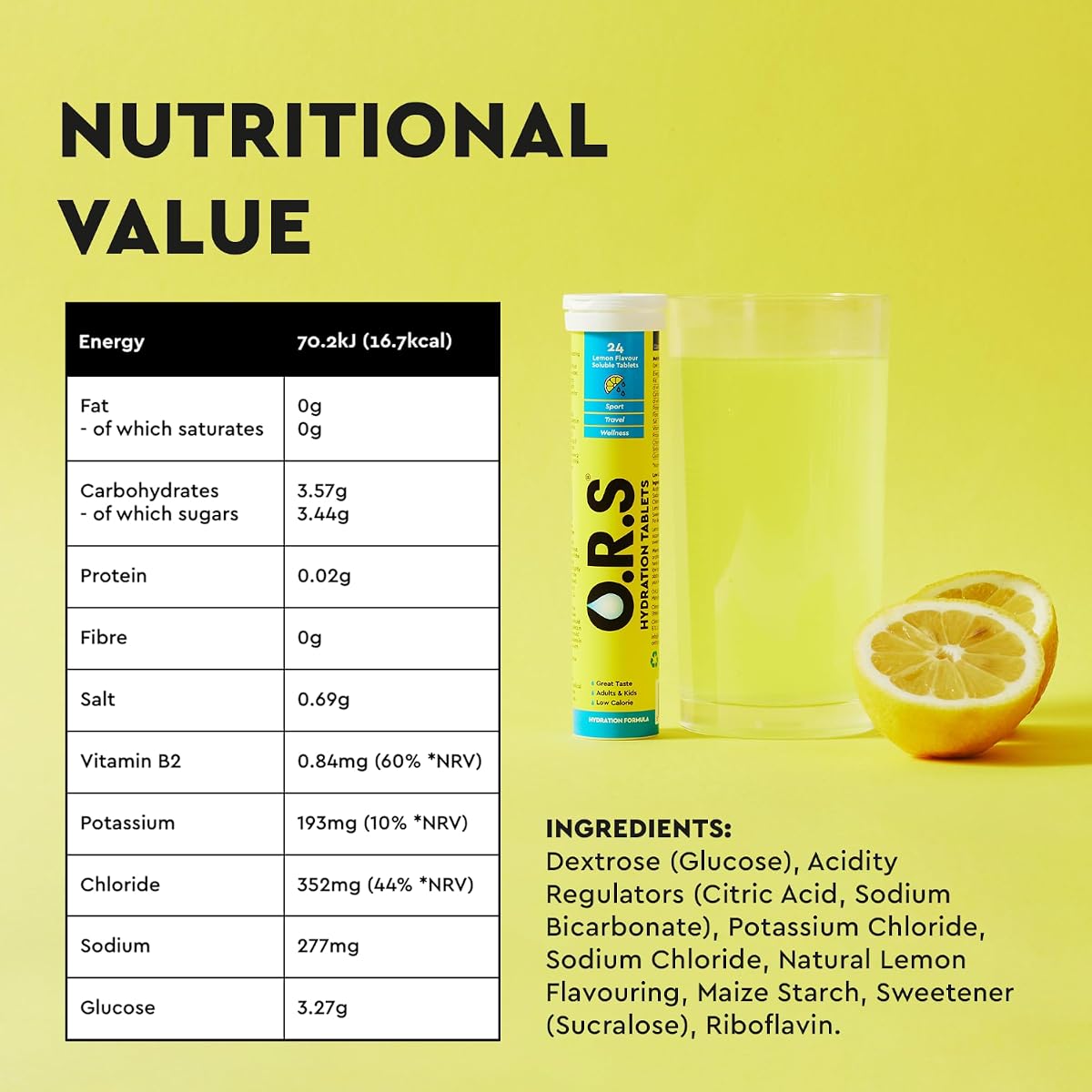 ORS Lemon Electrolyte Hydration Tablets - Vegan, Gluten-Free, 24 Pack - Image 8