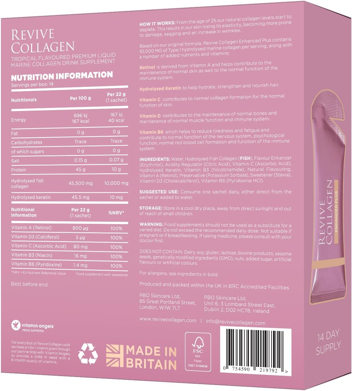 Revive Collagen Enhance Plus Beauty Supplement Sachets - 22g, Pack of 14 - Image 2