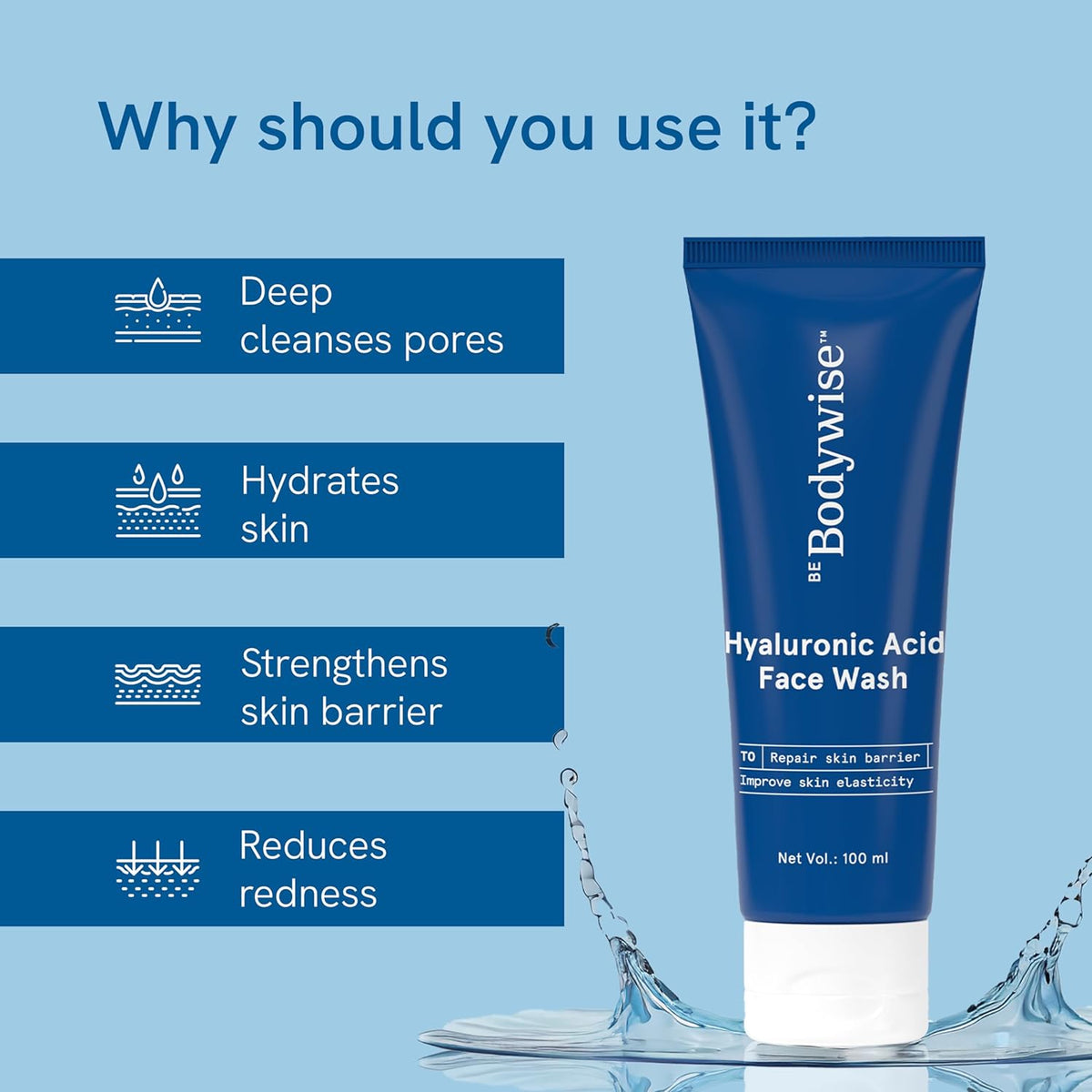 Be Bodywise Hyaluronic Acid Face Wash - 100ml - Image 2