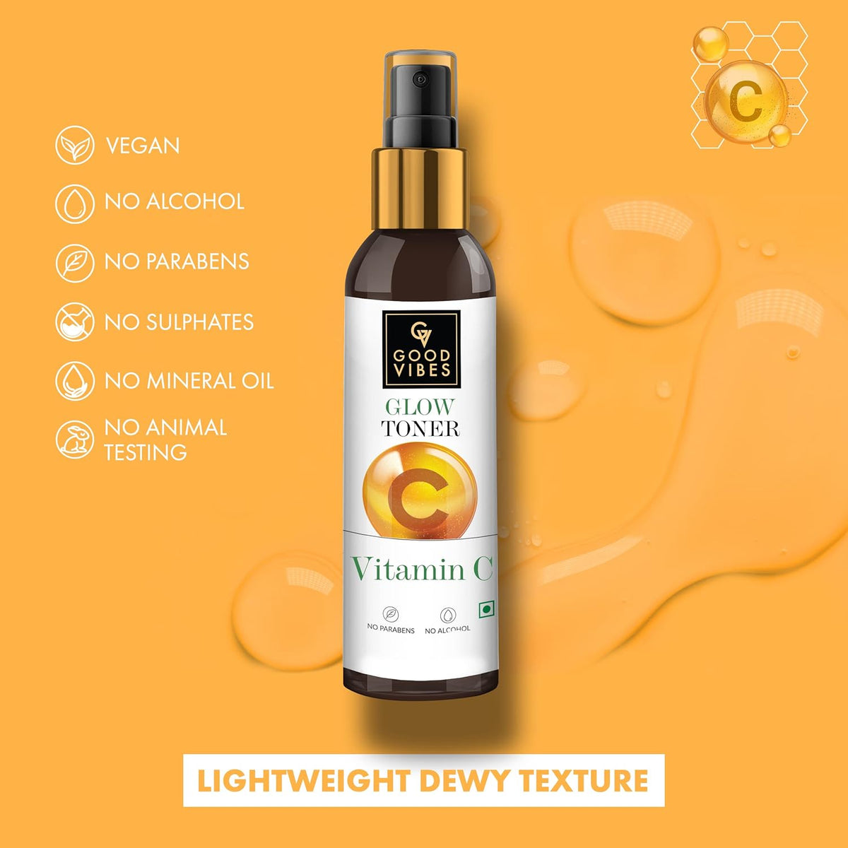 Good Vibes Vitamin C Glow Toner - 200ml, Face Cleanser - Image 4