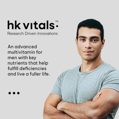 HK Vitals Multivitamin Plus Men، 60 قرصًا | فيتامينات متعددة يومية للرجال، لتعزيز الطاقة، والقدرة على التحمل، والمناعة، وصحة الأمعاء، والقلب، والعظام، والعضلات