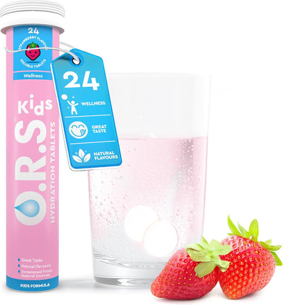 ORS Kids Hydration - Natural Strawberry Electrolyte Tablets, 24 Pack