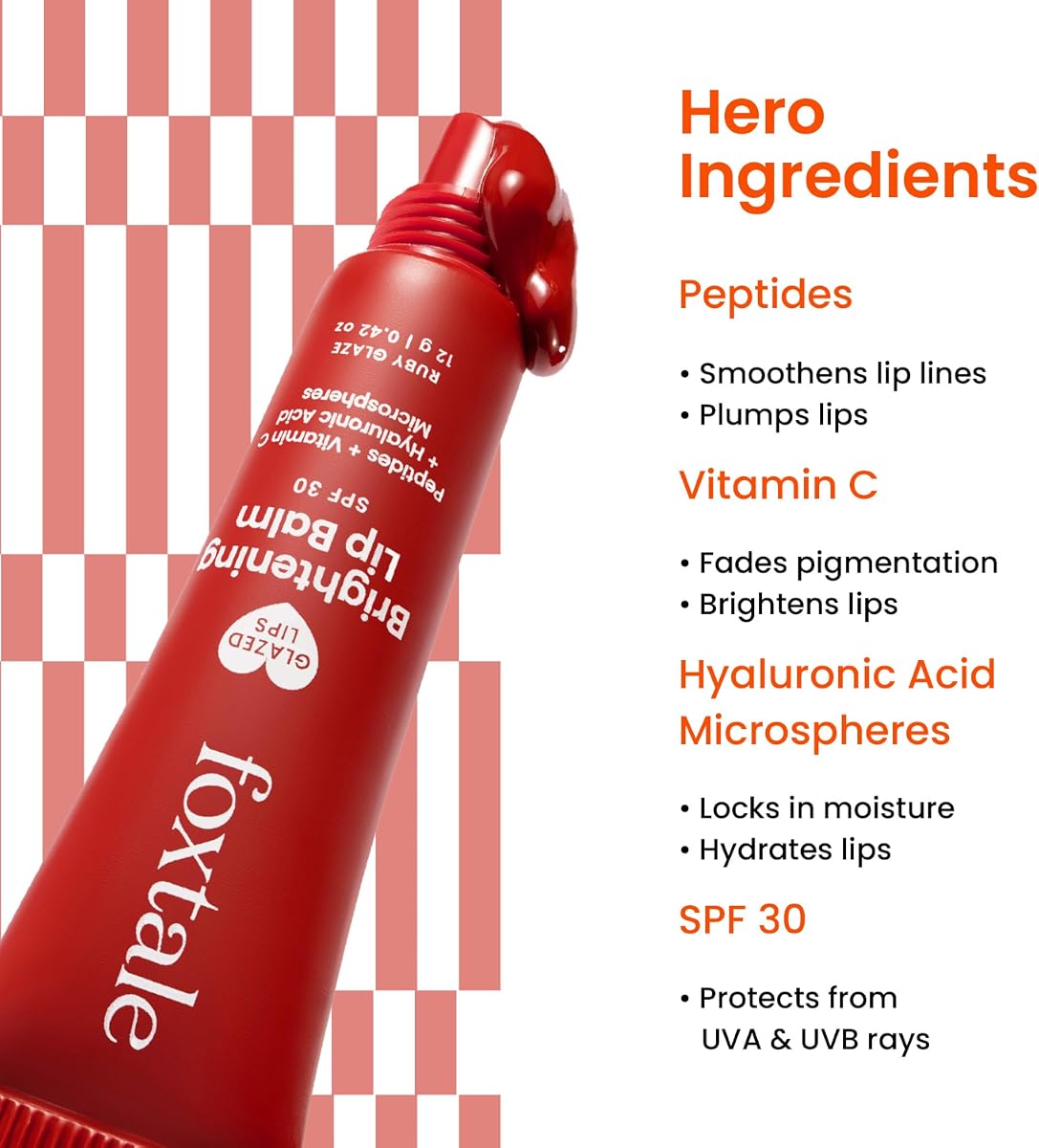 Foxtale Brightening Lip Balm - SPF 30, Peptides & Vitamin C, 12g - Image 3
