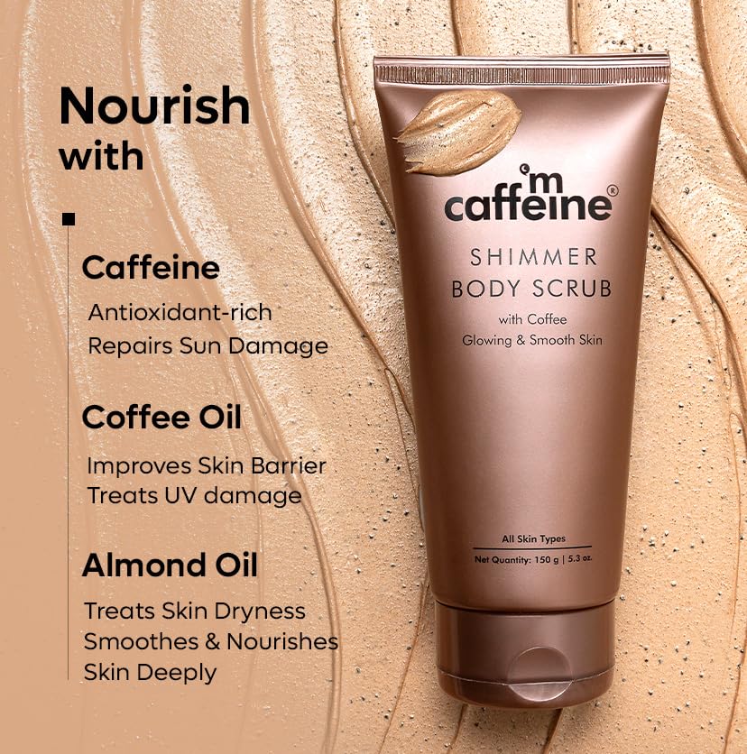 mCaffeine Shimmer Body Scrub with Coffee - Exfoliating Care, 150g - Image 5