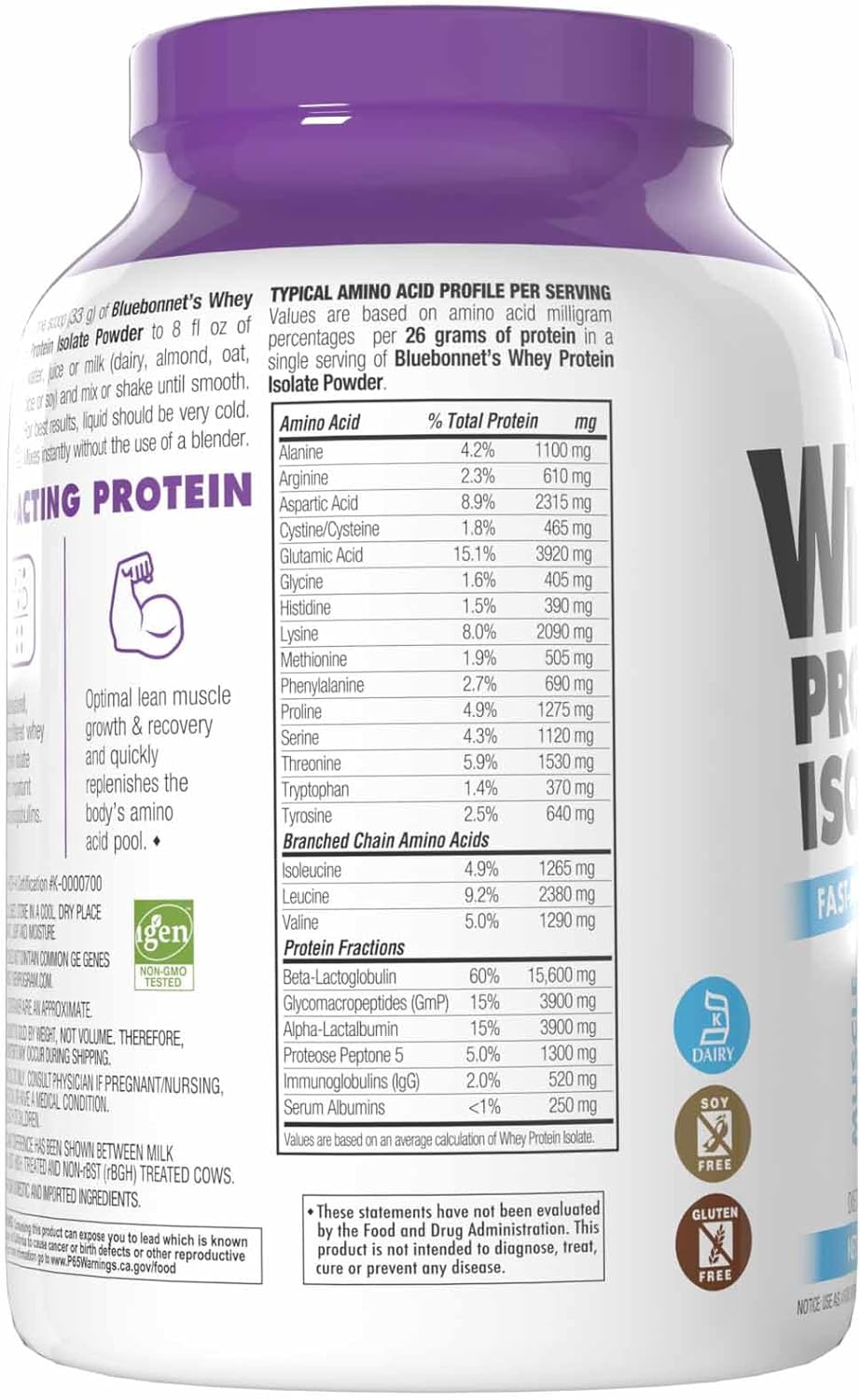 BlueBonnet Nutrition Whey Protein Isolate Vanilla Powder - 2lb 924g - Image 8