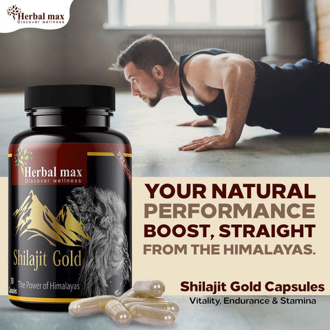 Herbal Max High Potency Shilajit Gold, 800 Mg & Safed Musli, 800 Mg Made With Organic Herbs Support Stamina, And Increased Vigor And Vitality, 90 Capsule Combo