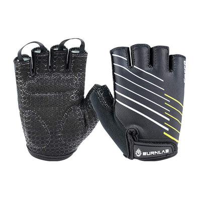 Burnlab Flex Gym Gloves - Black Medium for Weightlifting, Cycling, Crossfit