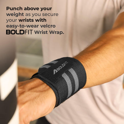 Boldfit Wrist Band Support Grey Black with 2 Stripes - Image 4