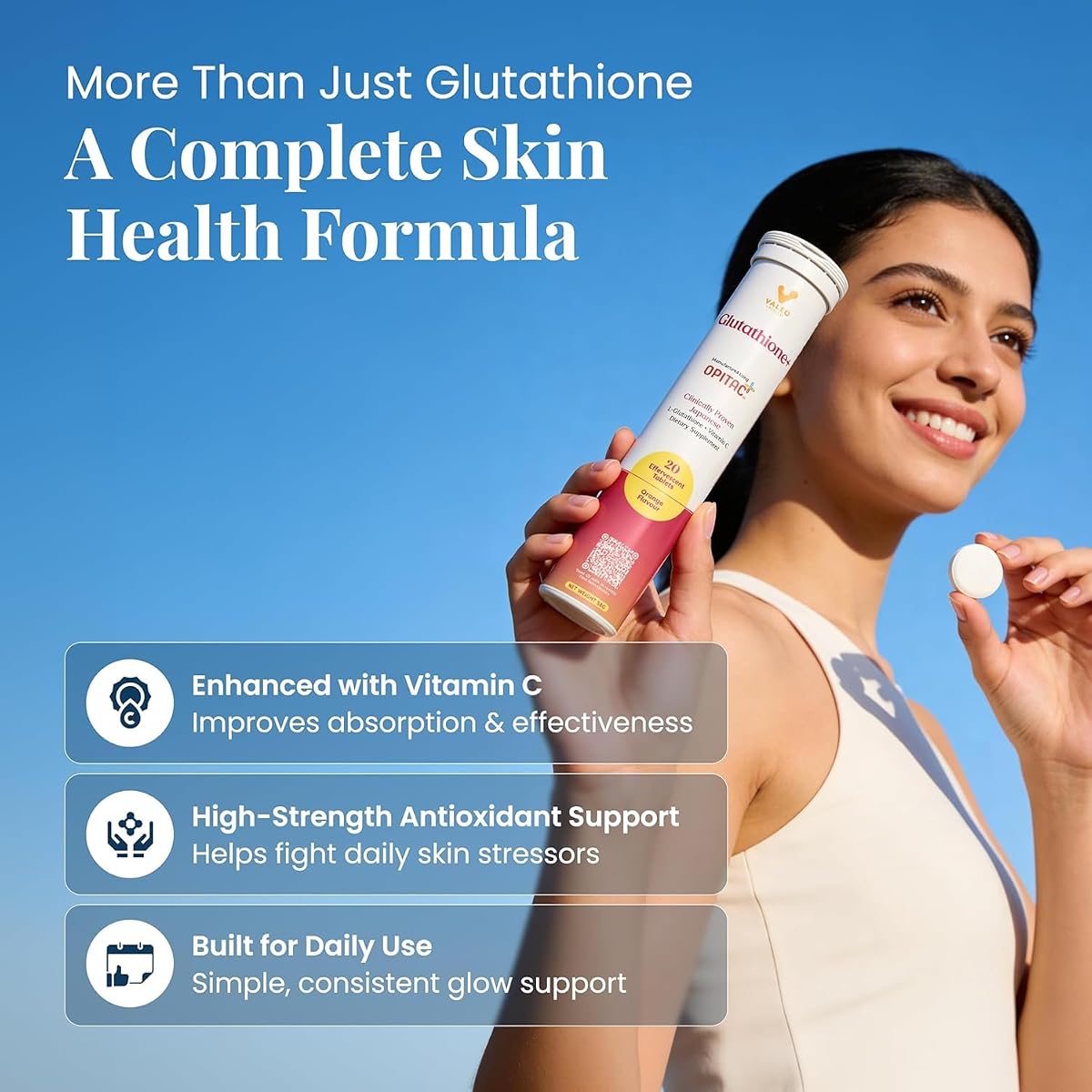 Valeo Glutathione+ Beauty Supplement Tablets - 500mg, 20 Pack - Image 3