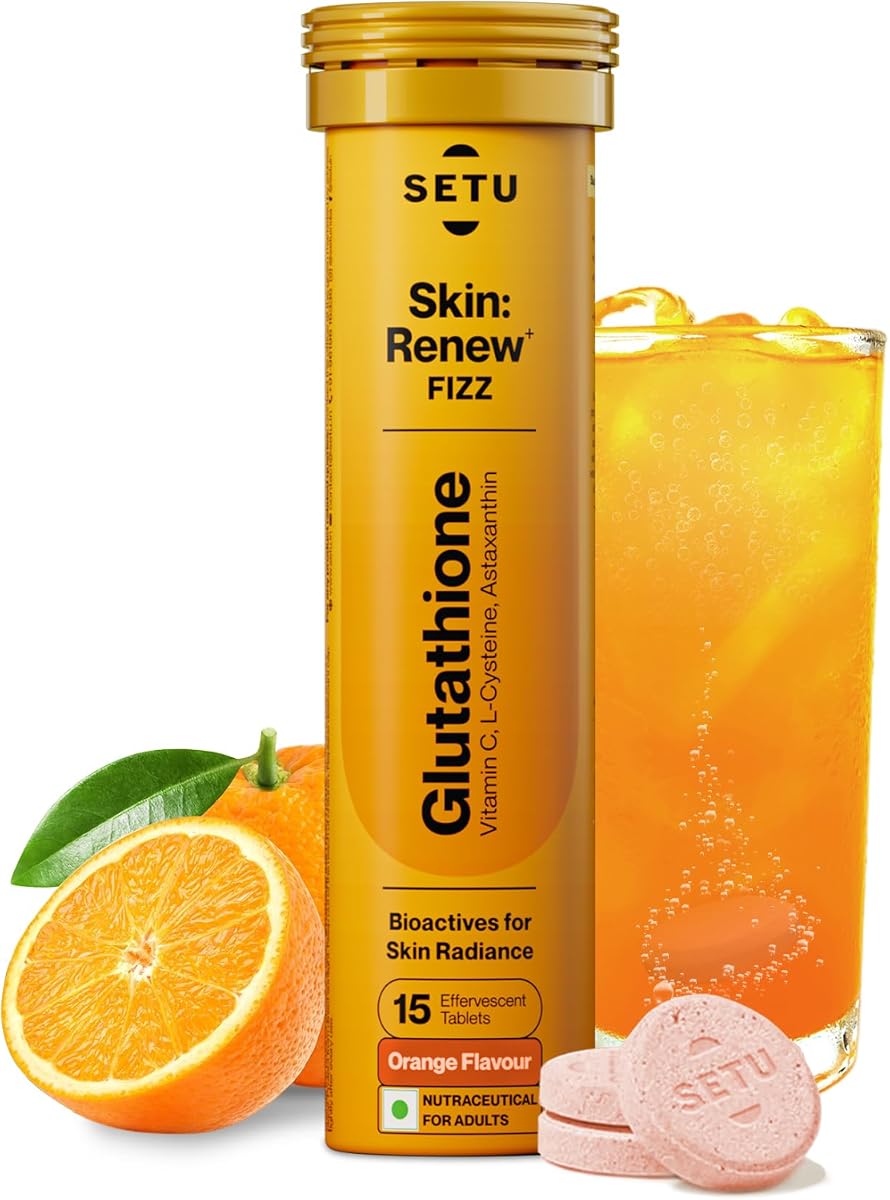 SETU Skin Renew Glutathione Tablets - 15 Effervescent Antioxidant Tablets, 500mg