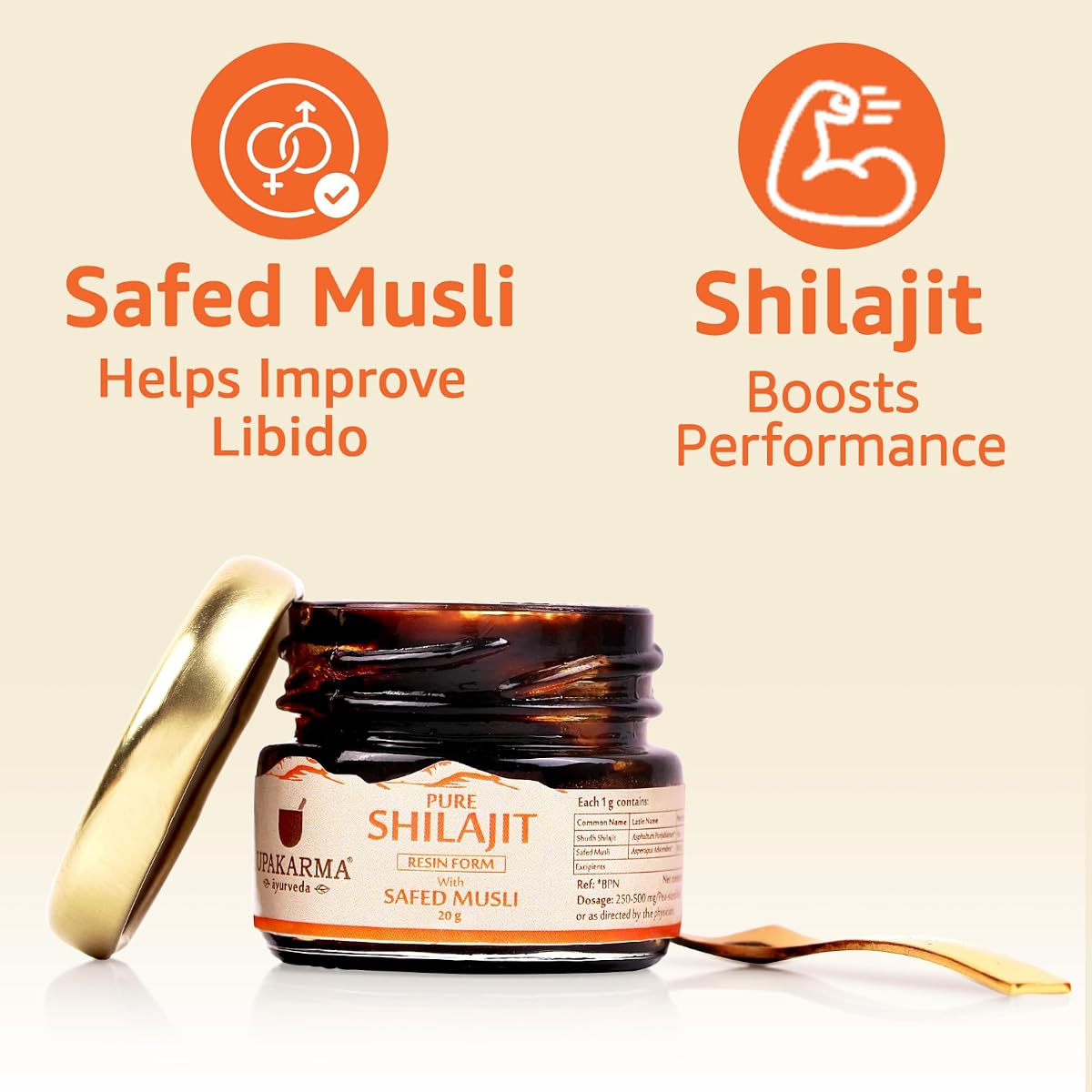 Upakarma Shilajit with Safed Musli Resin - 20g Ayurvedic Supplement - Image 4