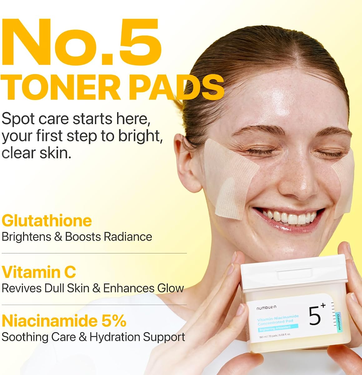 Numbuzin Vitamin Niacinamide Concentrated Toner Pads - 70 Pads/180 ml - Image 3