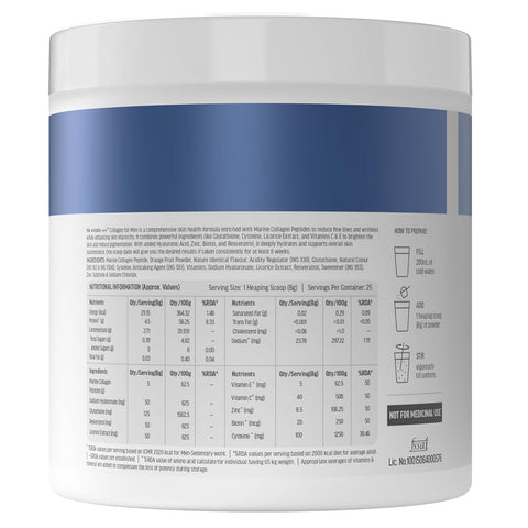 HK Vitals Skin Radiance Marine Collagen Supplement (Watermelon, 200G) |Vitamin C, E, Sodium Hyaluronate | For Healthy Skin, Hair & Nails for Men