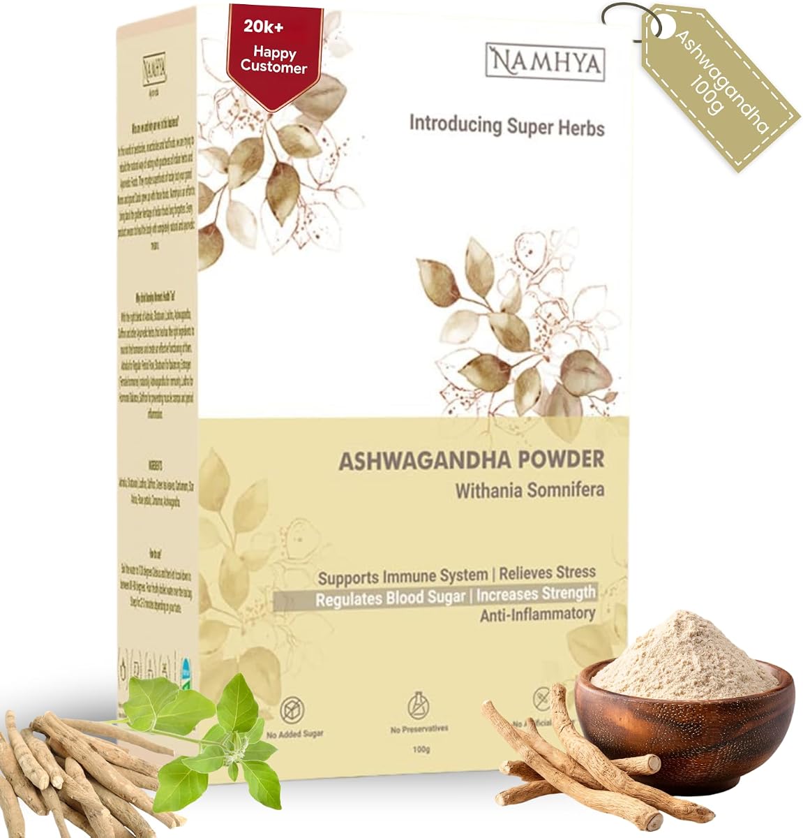 Namhya Ashwagandha Powder - Herbal Ayurvedic Adaptogen 100g