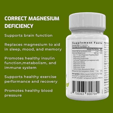 BiOptimizers Magnesium Breakthrough Supplement Brain Supplement 60 Capsules