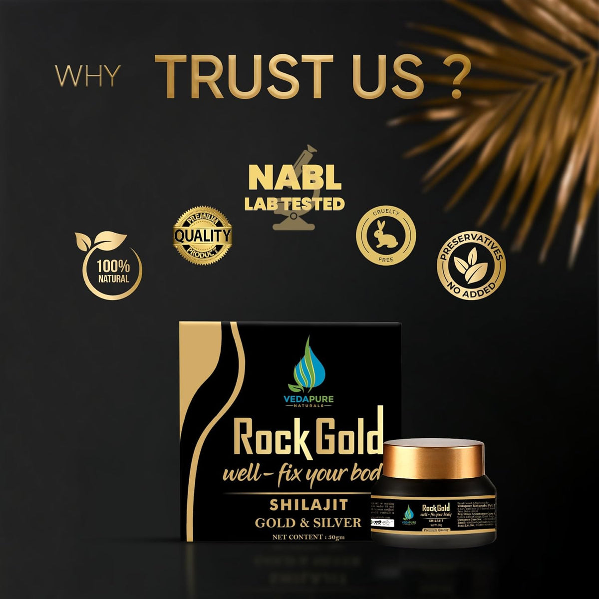 Vedapure ROCK GOLD Pure Ayurvedic Shilajit Resin - 30g