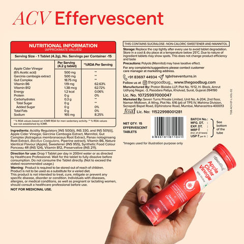 The Good Bug Effervescent : Apple Cider Vinegar 15 Tablets